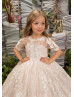 Ivory Lace Tulle Flower Girl Dress With Blush Pink Lining Ivory Lace Tulle Flower Girl Dress With Blush Pink Lining